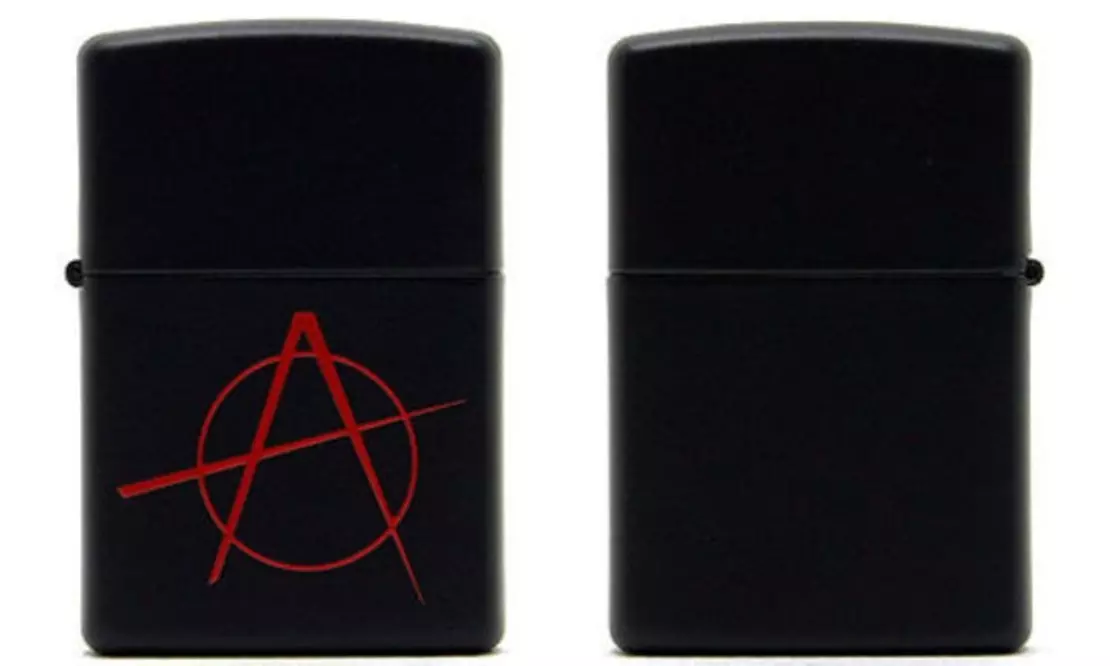 Zippo Anarchy Symbol Lighter, Black Matte, Windproof #20842 - Primary Image
