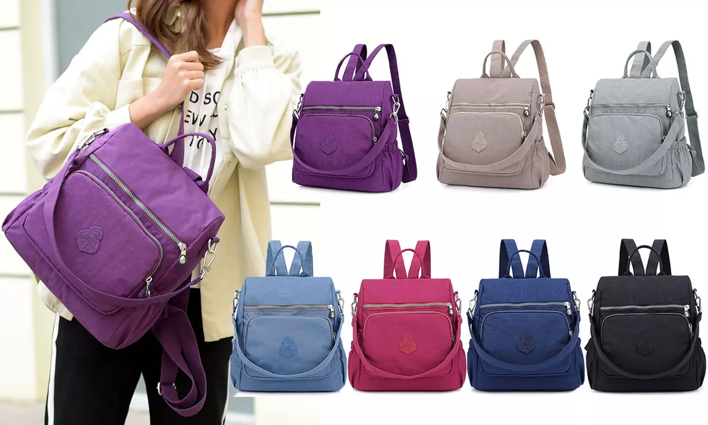 Women's Lightweight Waterproof Nylon Backpack - Multiple Options