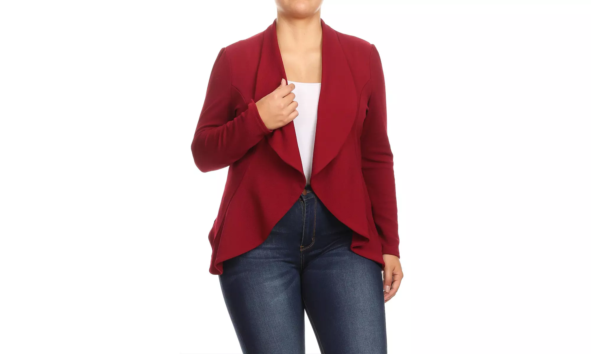 Women's Solid Plus Size Long Sleeves Blazer Jacket