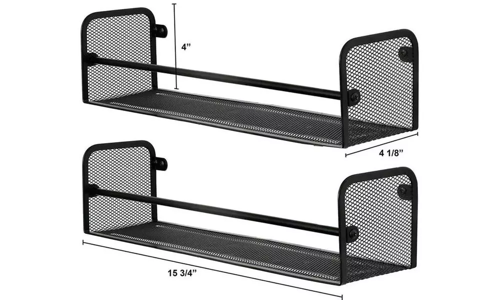 Greenco Wall Mount Single-Tier Mesh Spice Racks (2-Piece) - Second Medium