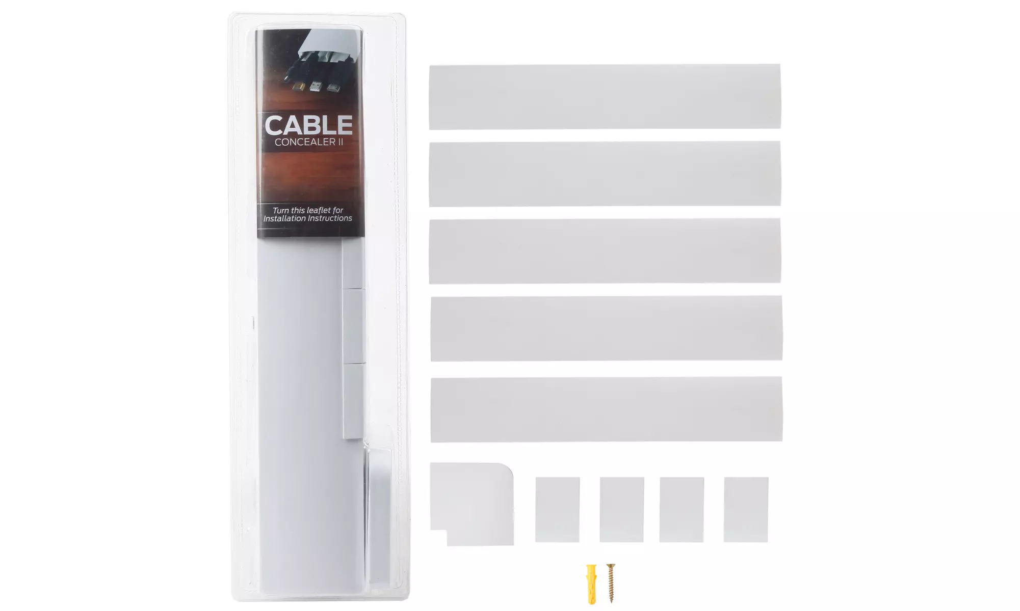 TV Cable Concealer II / Raceway Kit - 5 Channels - Hide Cables, Cords, or Wires - Primary Image