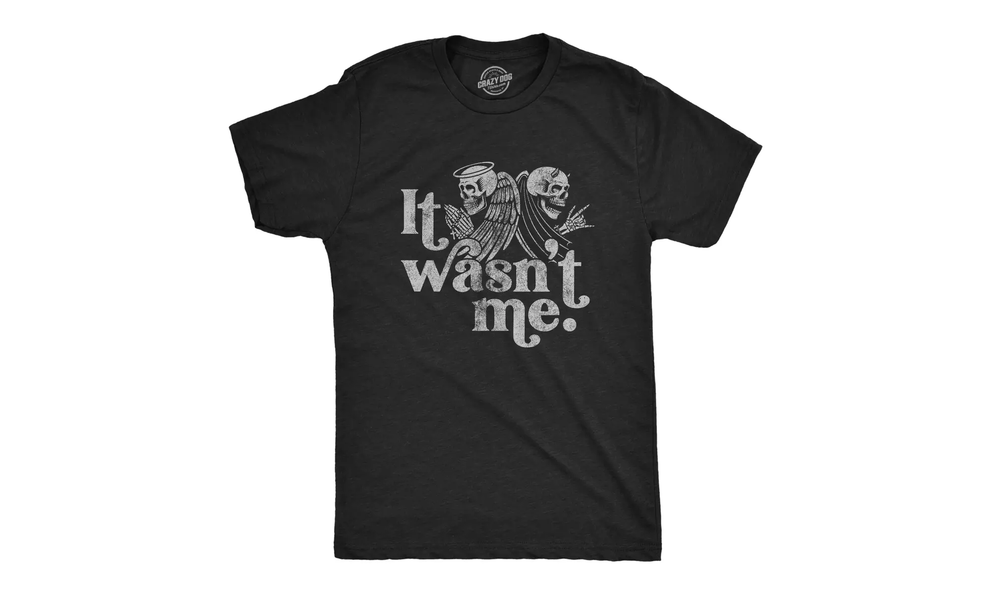 Mens It Wasn't Me Tshirt Funny Angel Devil Skeleton Halloween Graphic Tee - Primary Image