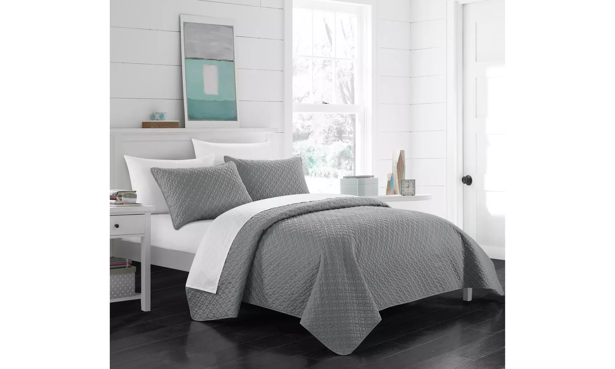 Kedar 3 or 2 Piece Quilt Cover Set Rose Star Geometric Quilted Bedding - Primary Image