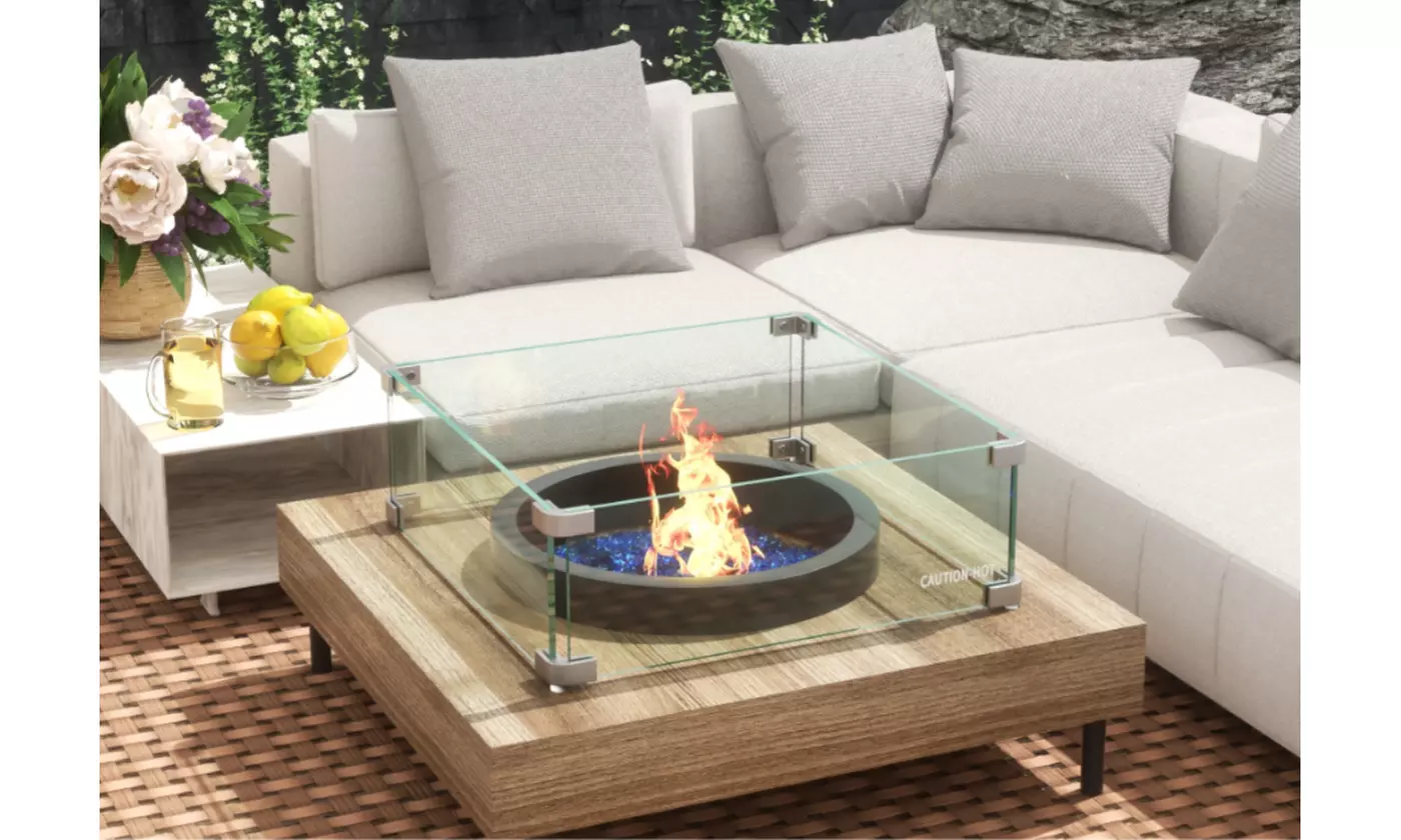 HeatPro Pyrex Square Tempered Glass Fire Flame Guard Fire Pit Glass Guard - Primary Image