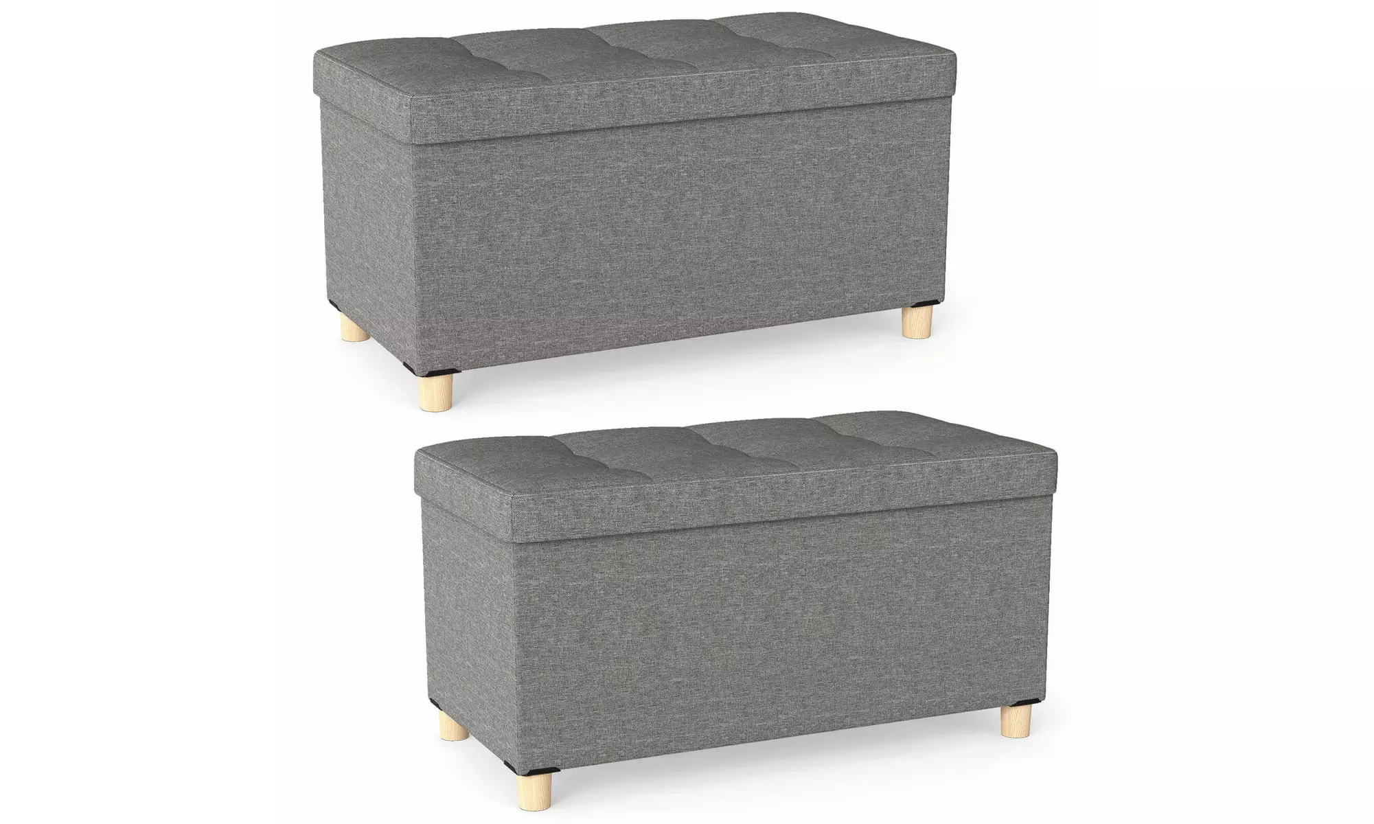 Costway 18 Inches Ottoman with Storage,Tray & Rubber Wood Legs for Small Space