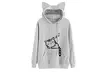 Women Fashion Cartoon Printed Hooded Drawstring Sweatshirt - Image 2