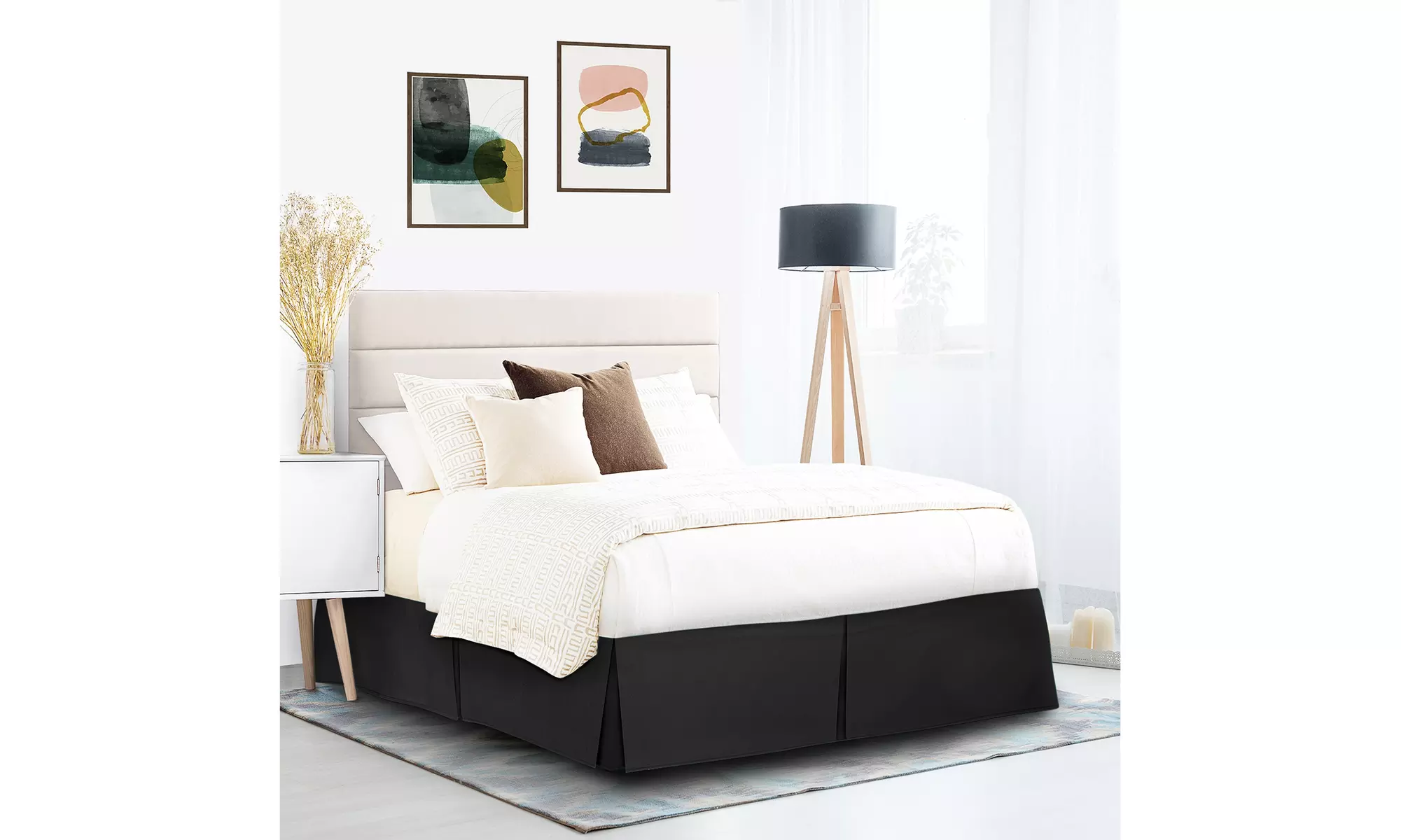 Nestl Pleated Queen Bed Skirt - 14" Tailored Drop Luxury Microfiber Dust Ruffle