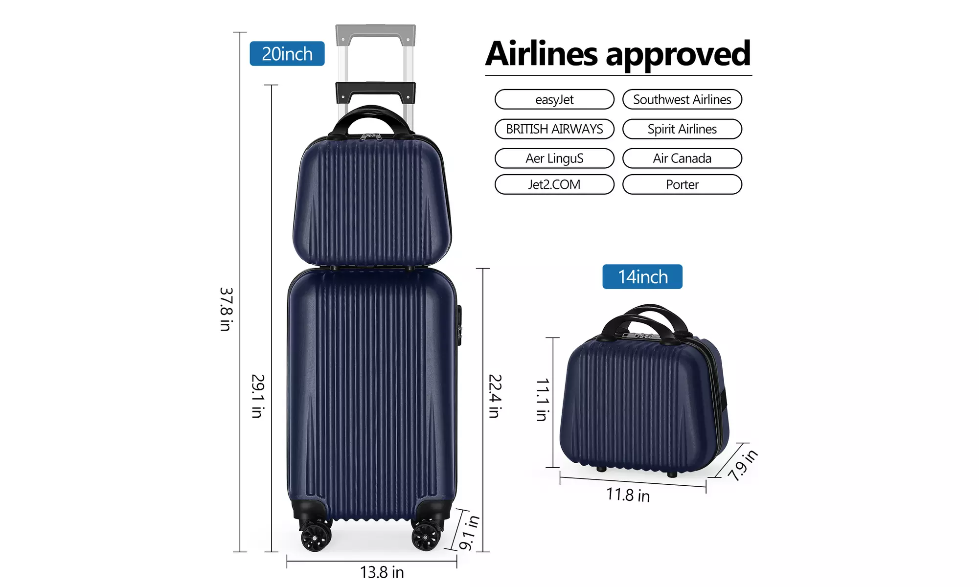 Dual Spinner Hard-Sided Carry-On Two-Piece Luggage Set