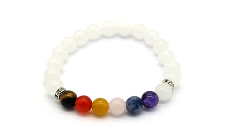 7 Chakra Healing Gemstone Bracelet With White Quartz Quartz OVER 7 Ct Rose Quartz No Metal Type January Birthstones