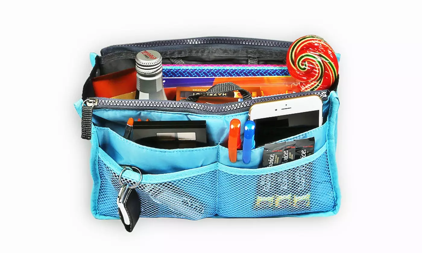 iMounTEK Large Travel Tote Handbag Insert Bag Purse Liner w/ Zippers
