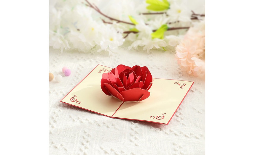 3d Pop Up Rose Flower Greeting Card For Valentines Day Wedding Christmas T Groupon