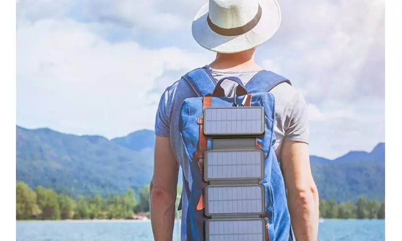 20,000 MAH Solar Charger with Waterproof Power Bank and 4 Solar Panels