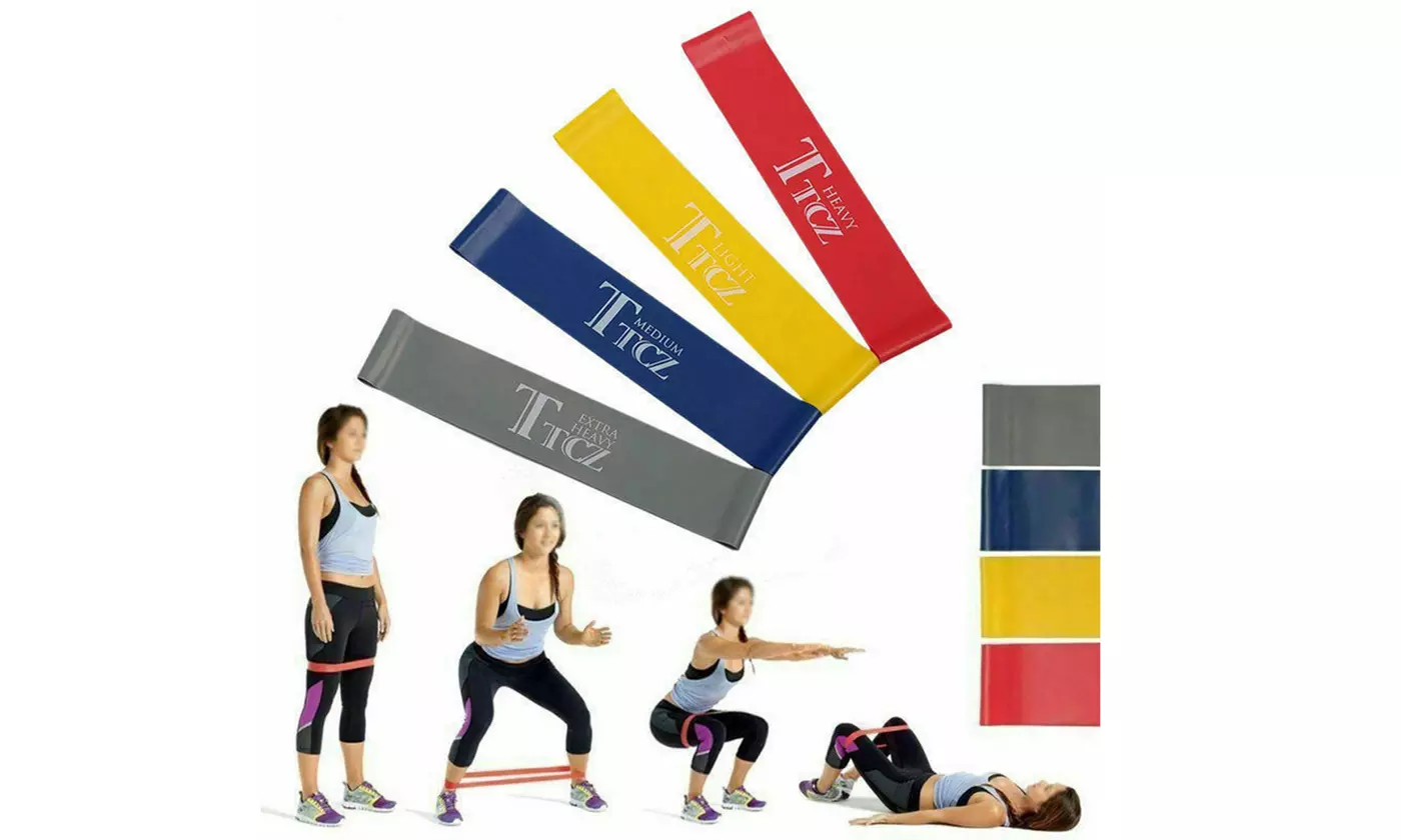 Resistance Loop Band Exercise Yoga Bands Rubber Fitness Training Strength 1-4pcs - Primary Image