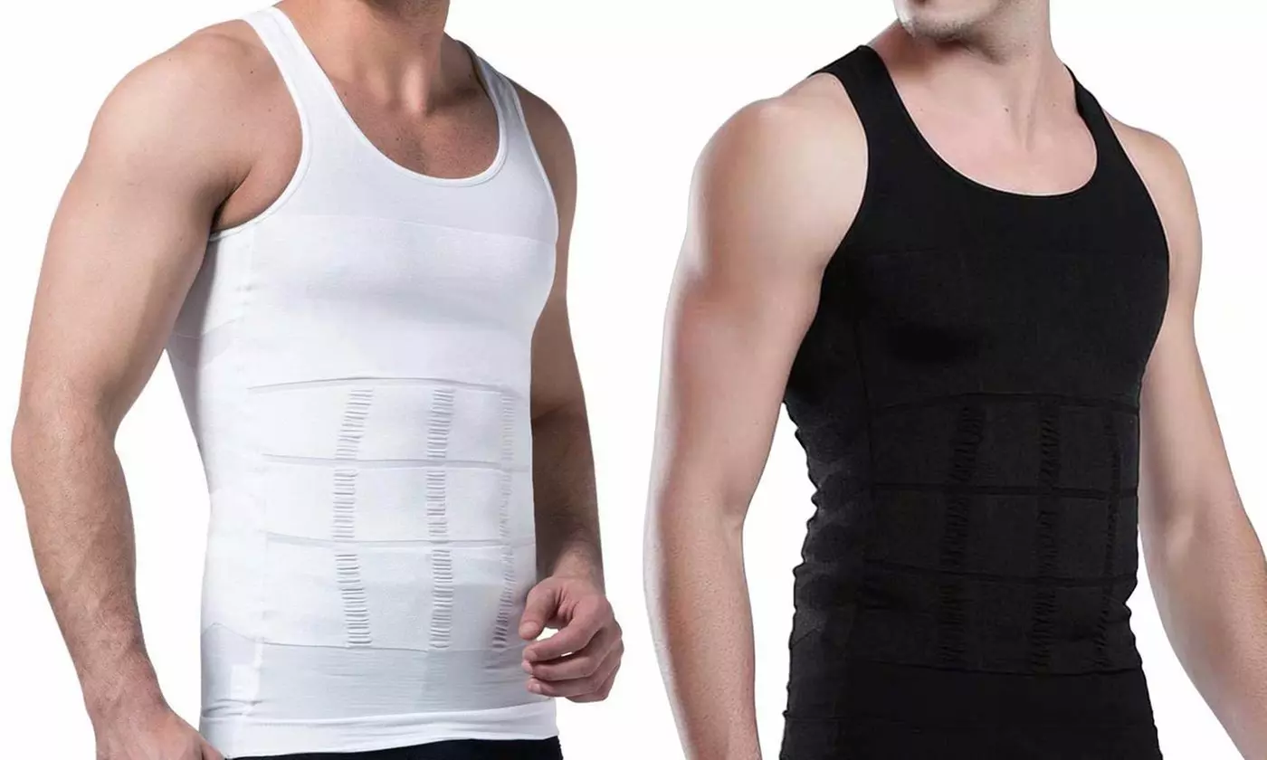 Mens Body Shaper Slimming Shirt Tummy Waist Vest Slim Compression Tank - 2 Color - Primary Image