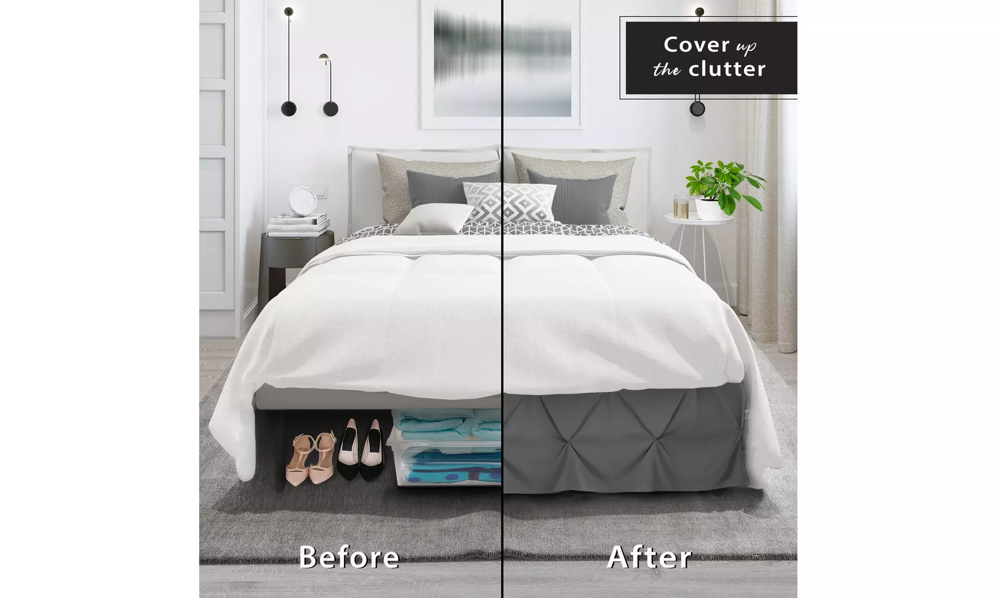 Nestl Pinch Pleat Bed Skirt - 14 inch Tailored Drop Pintuck Dust Ruffle
