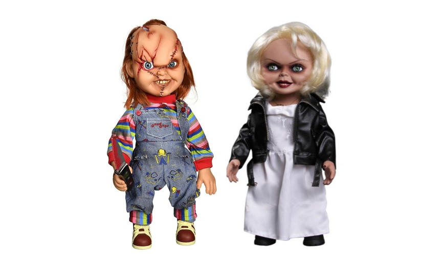 Mezco Toyz Childs Play Talking Mega Scale Chucky and Bride of Chucky ...