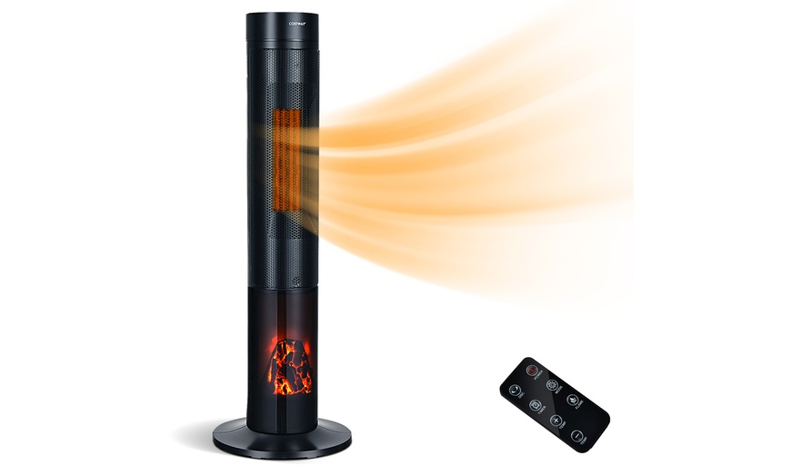 Costway 1500w Ceramic Tower Space Heater With Remote Control Realistic 