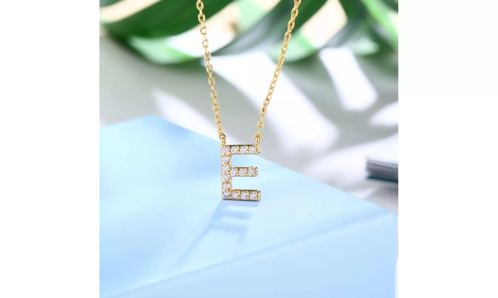 18K Gold Plated cz Initial Necklace