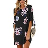 Image 9: Women Dresses  Long Sleeves Solid Crew Neck Tunics Self-tie Blouses Mini Dresses