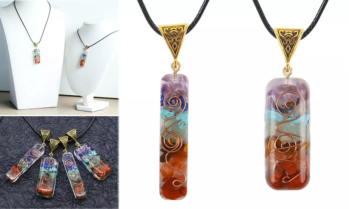 ItBelongs2U 7 Chakra Orgone Energy Healing Pendants Necklace Gift Set