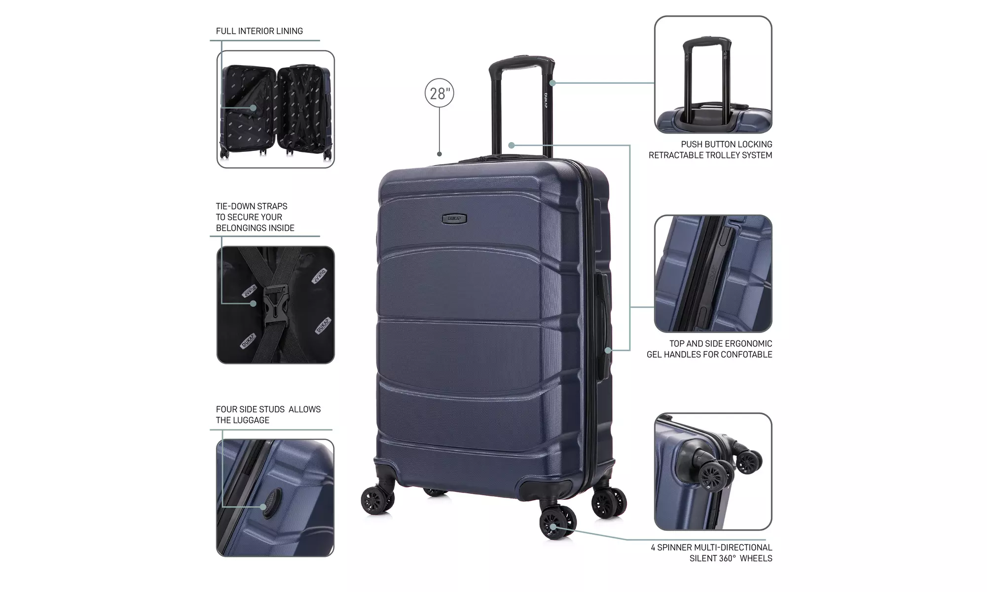 DUKAP Sense Lightweight Hardside Spinner Luggage 20"/24"/28"