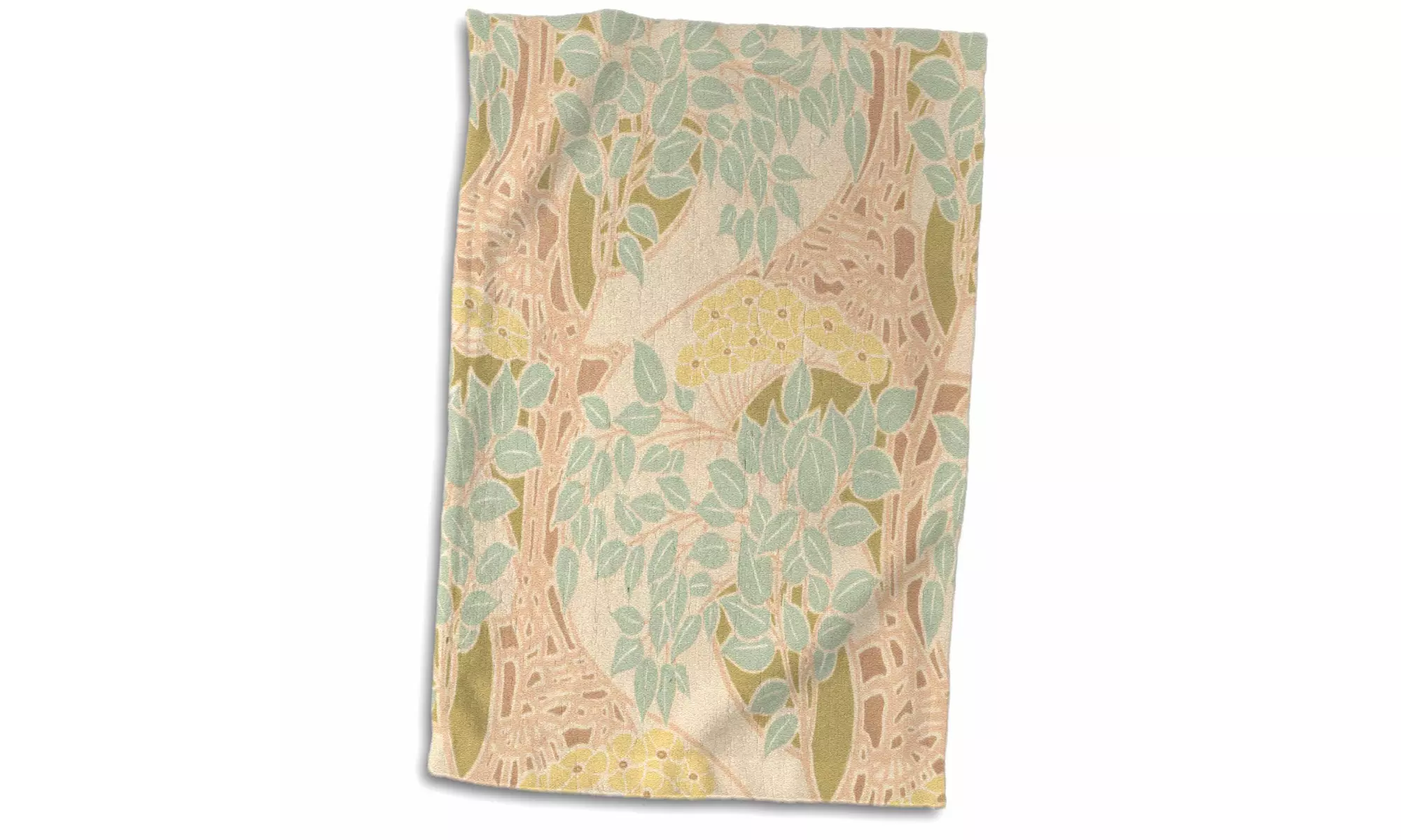  Towel -Light Blue Pink and Yellow Botanical Floral Botanical Garden Vintage Art - Primary Image