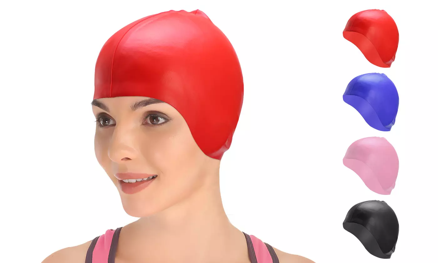 N'POLAR Swimming Cap Non-Slip Elastic Silicone Swim Cap Long Hair Swim Cap - Primary Image