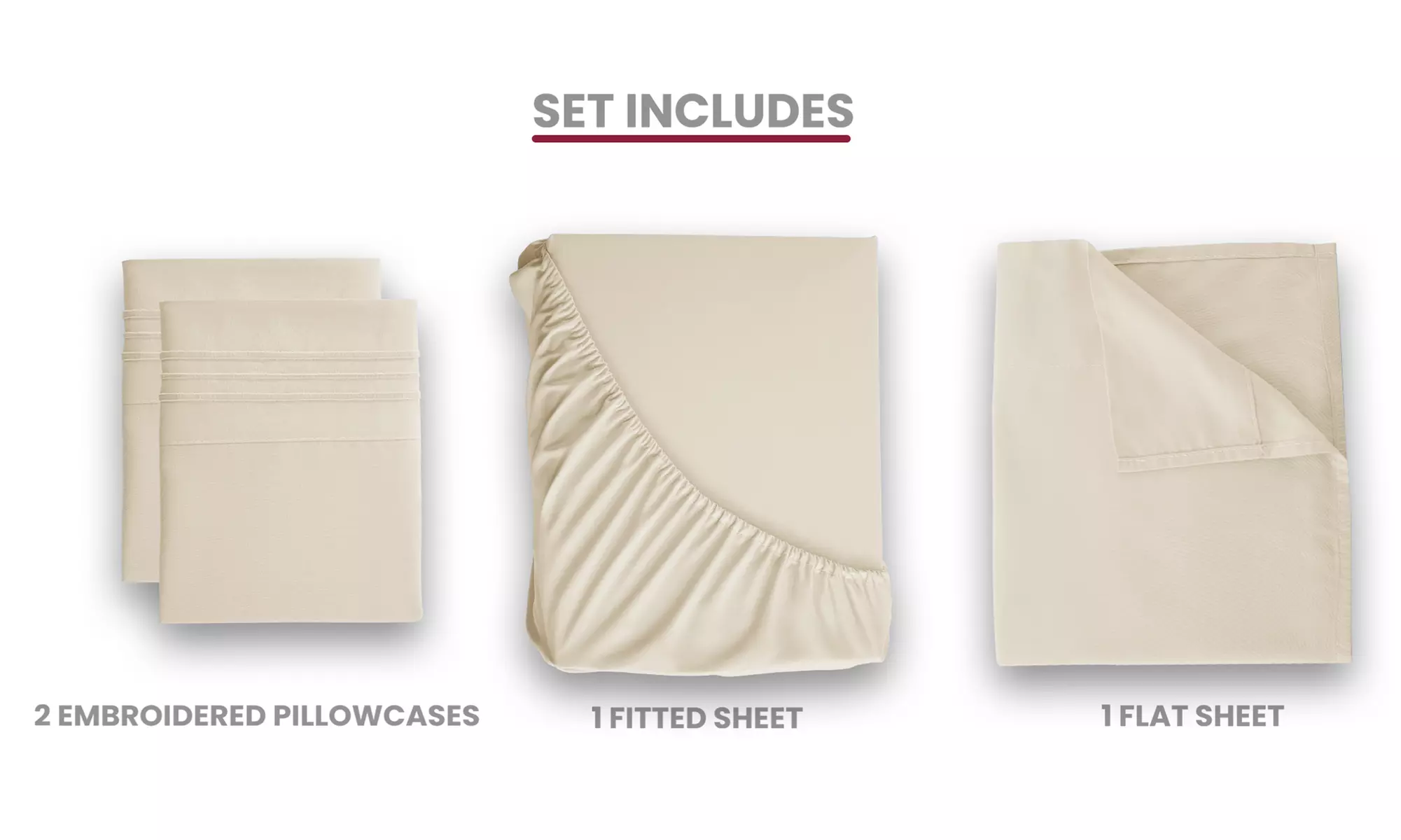 Lux Decor 4Pc Deep Pocket Sheet Set With Embroidered Pillowcases & Giftable Bag