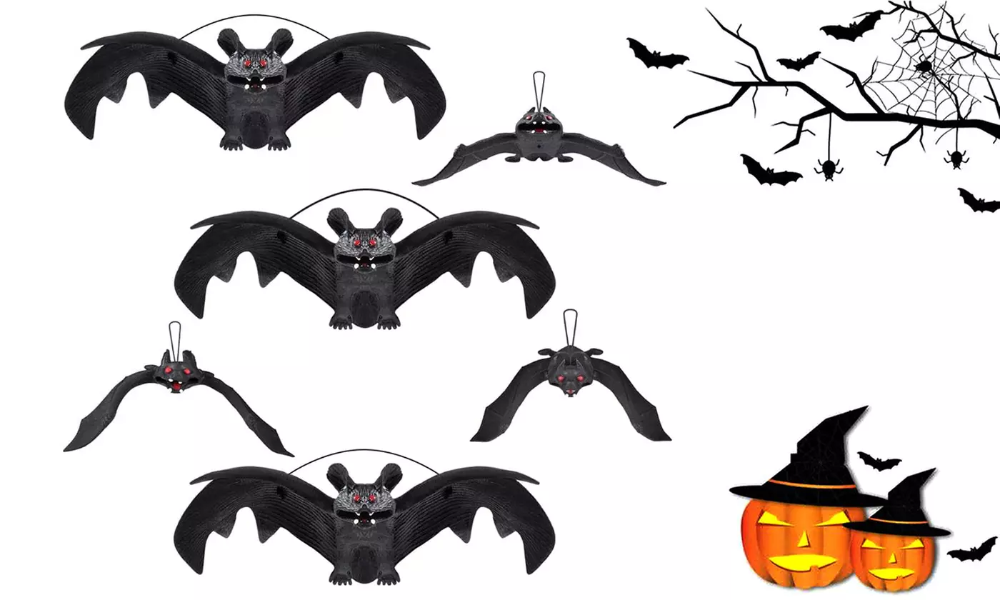4pcs Halloween Hanging Fake Bat Decoration Props Party Decor Prank Joke
