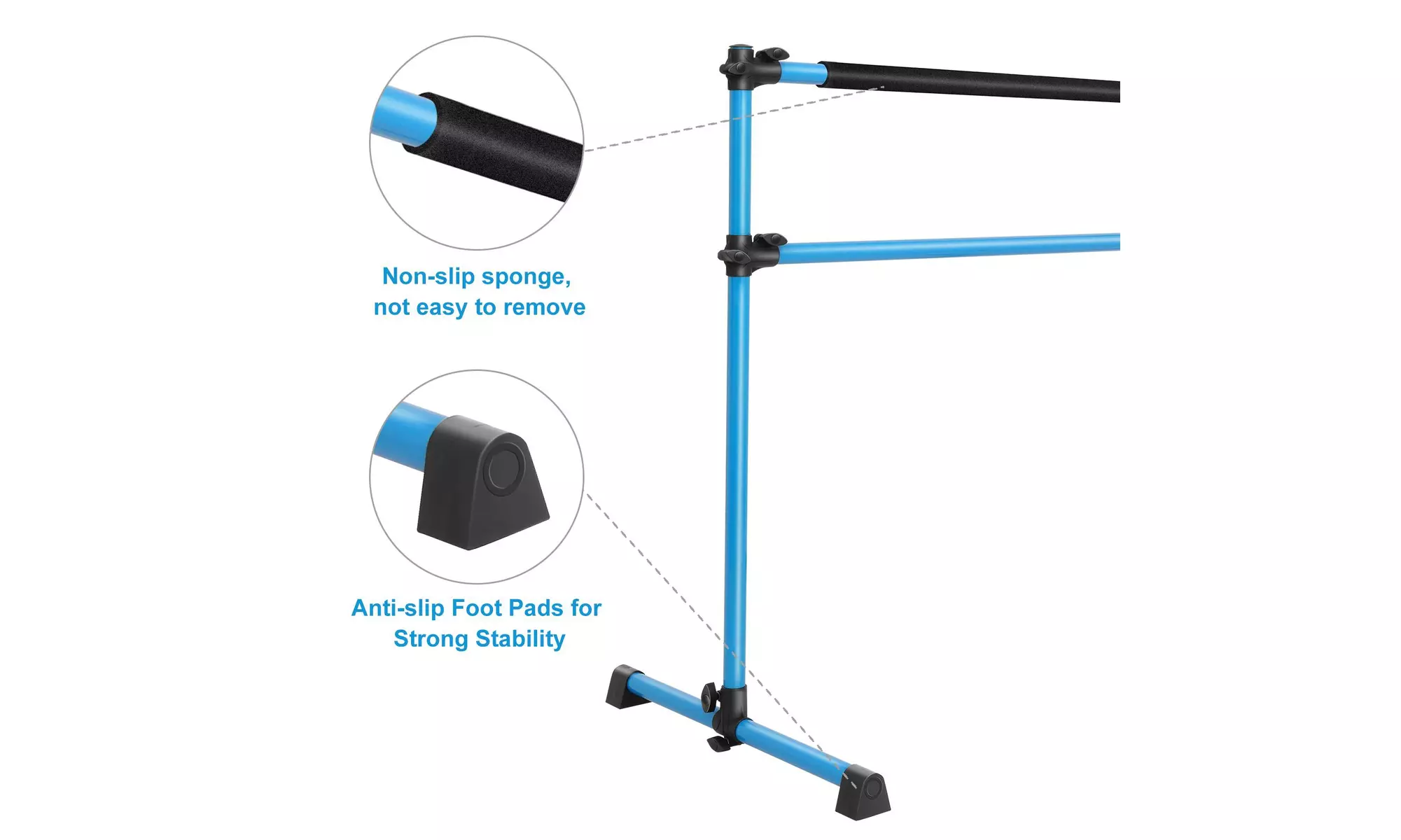 Portable Ballet Barre Dance Bar, for Kids Adult, Blue - Second Medium