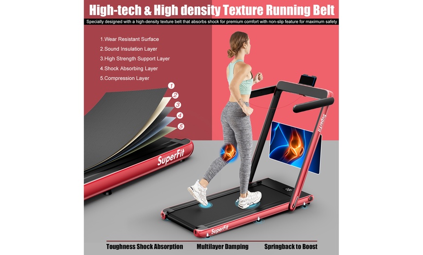 Image 26: Superfit 2.25HP 2 in 1 Folding Treadmill Speaker Home Gym