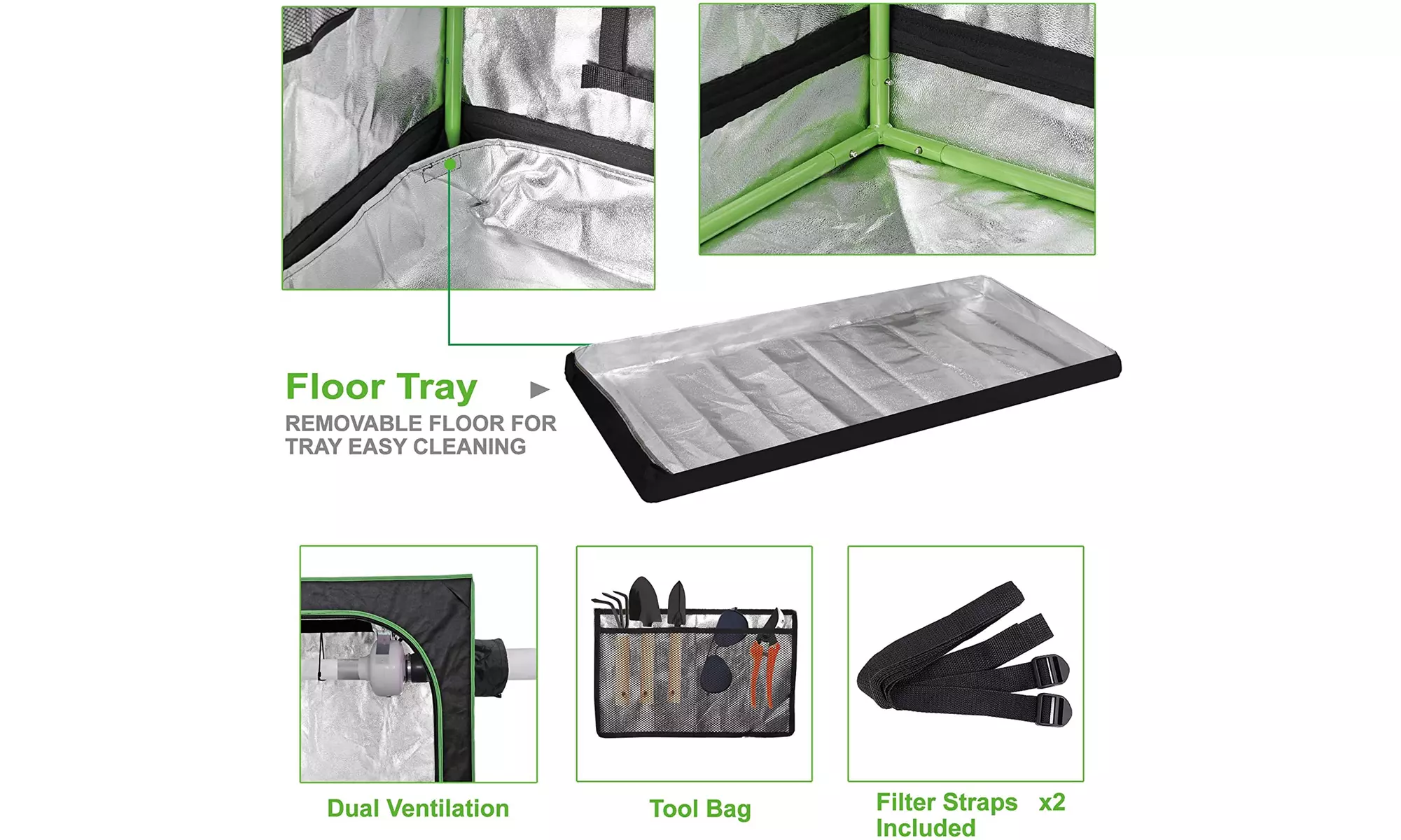 Zeny Hydroponic Grow Tent Kit with Observation Window and Floor Tray - Second Medium