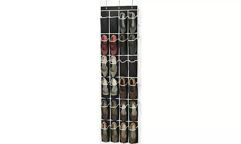 1-2 Pack 24 Wide Pockets Over the Door Shoe Organizer Hanging Shoe Holder