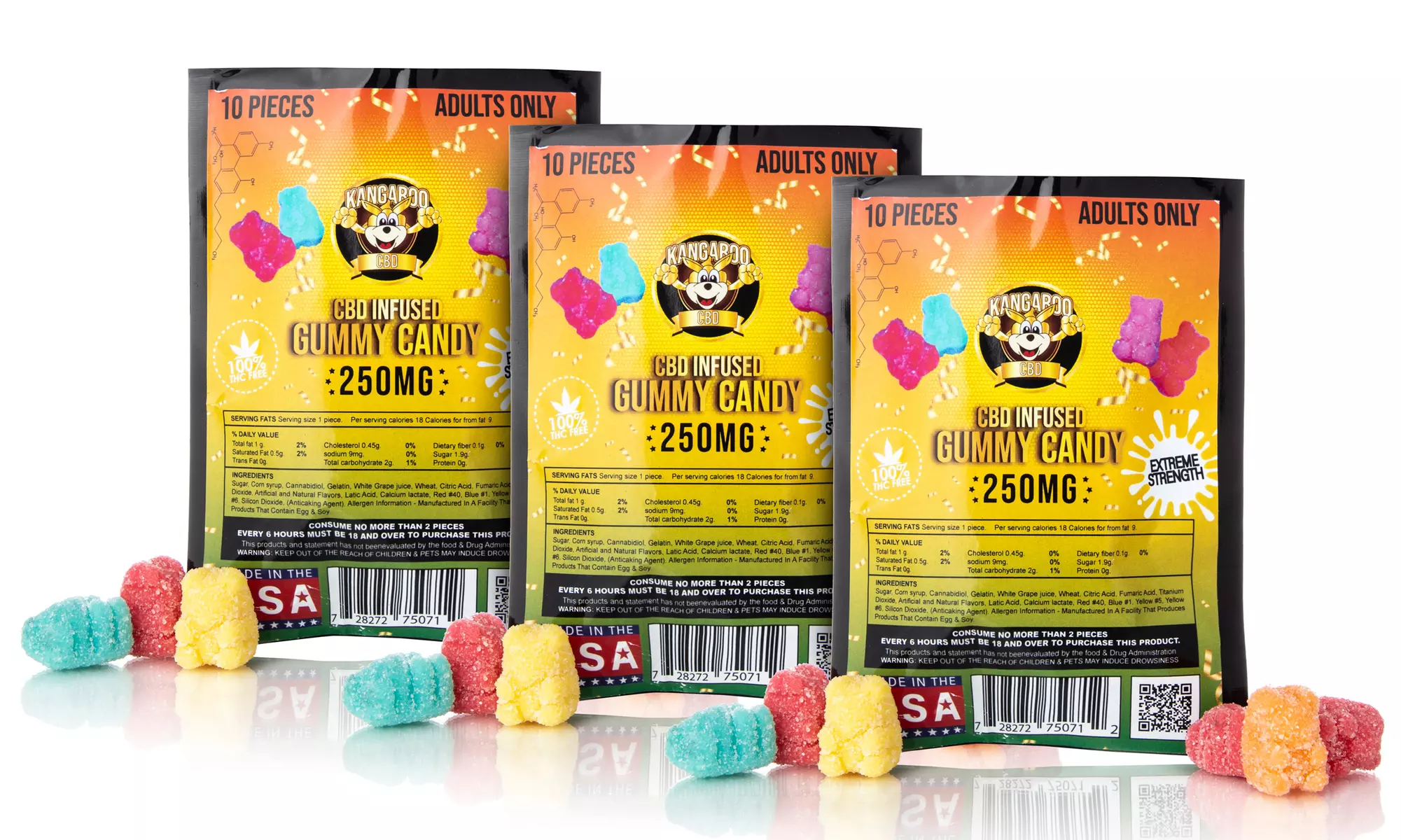Organic CBD-Infused Bear Pouch from Kangaroo CBD (250mg) (1-, 2-, or 3-Pack) 