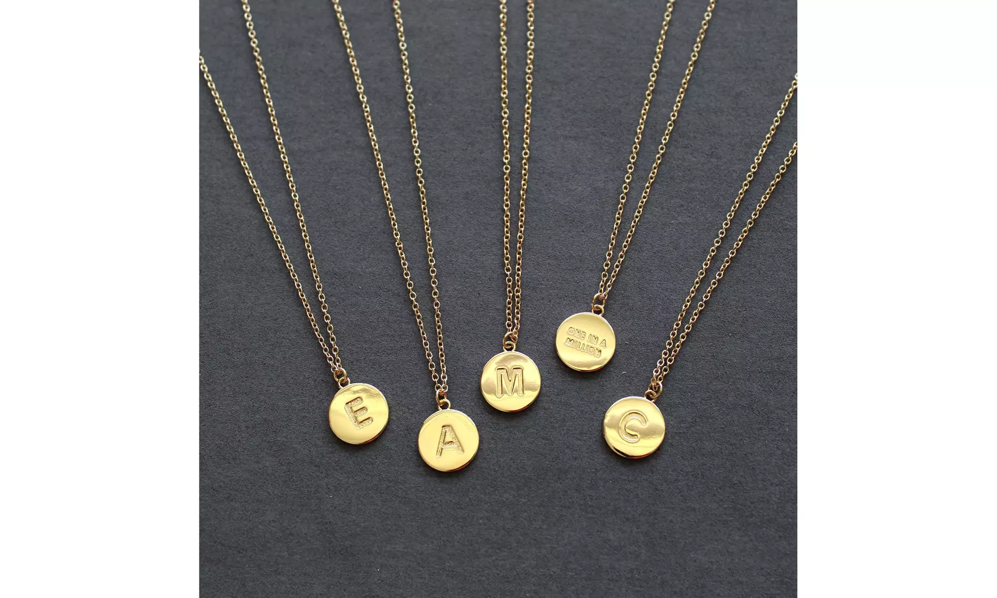 Initial Disc ONE IN A MILLION Pendant Necklace Gold Plating 18 Inch Chain - Primary Image