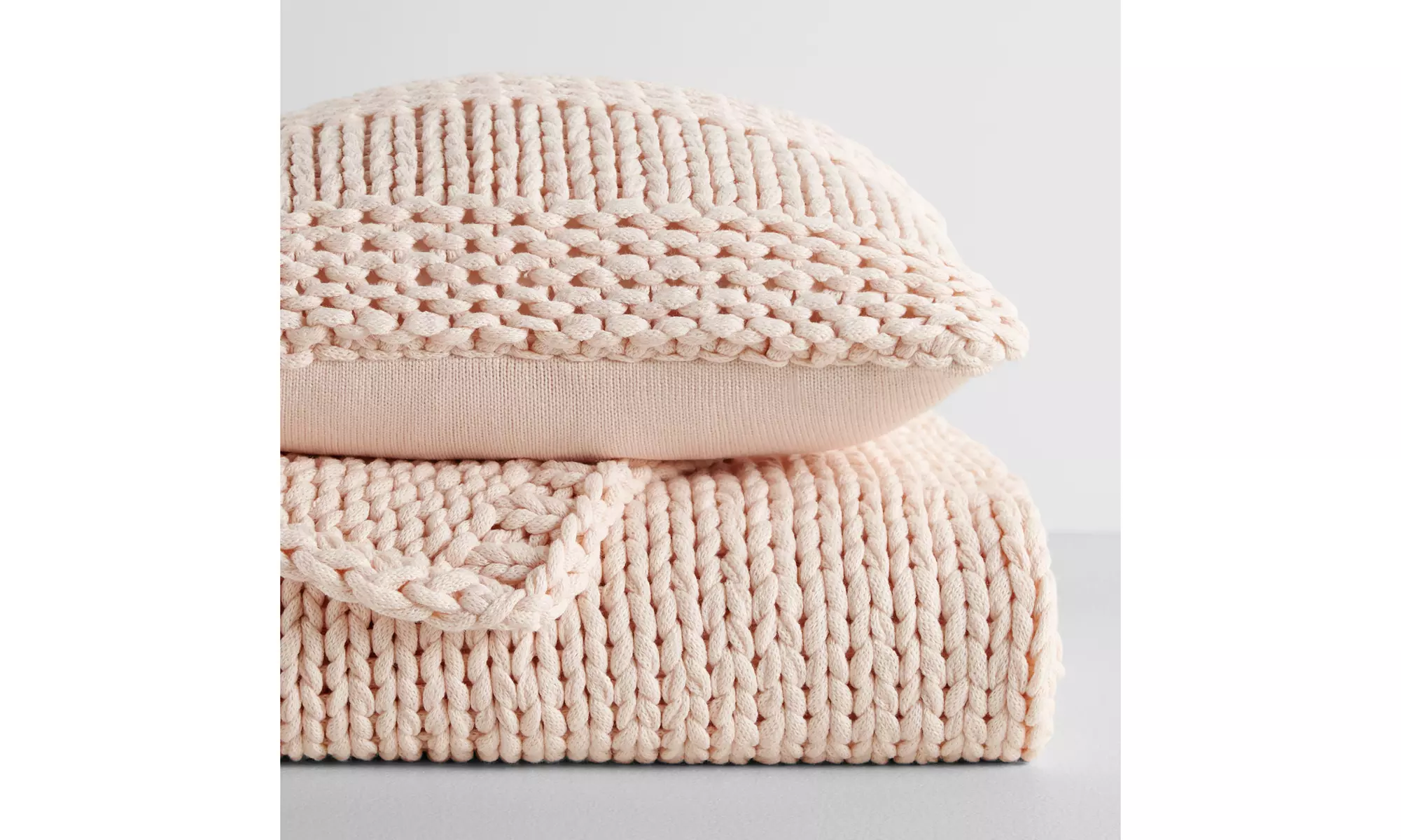 iEnjoy Home Chunky Throw Blanket and Decor Pillow Bundle