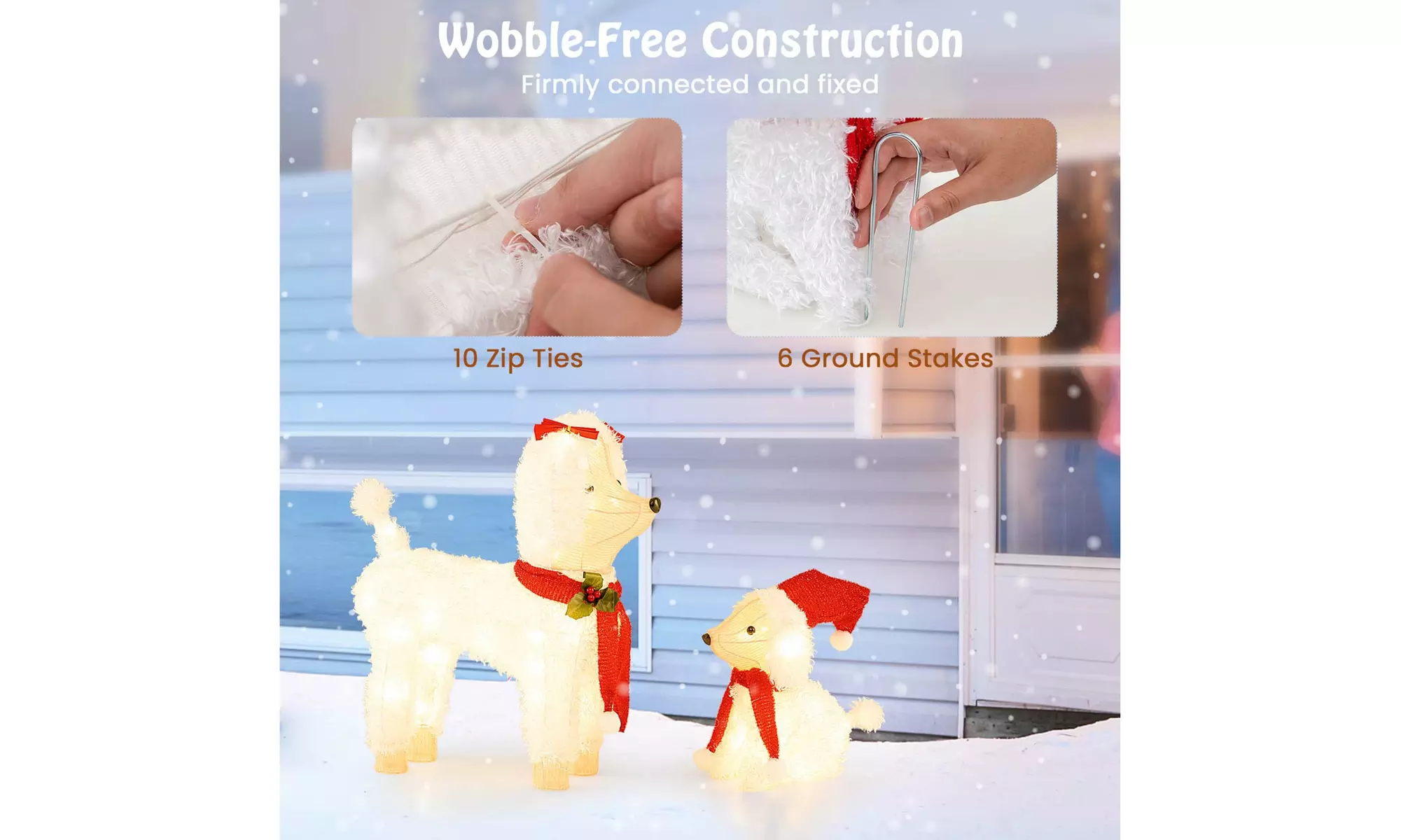 Costway Lighted Christmas Reindeer and Sleigh Set Dachshund Bear Penguin Decor