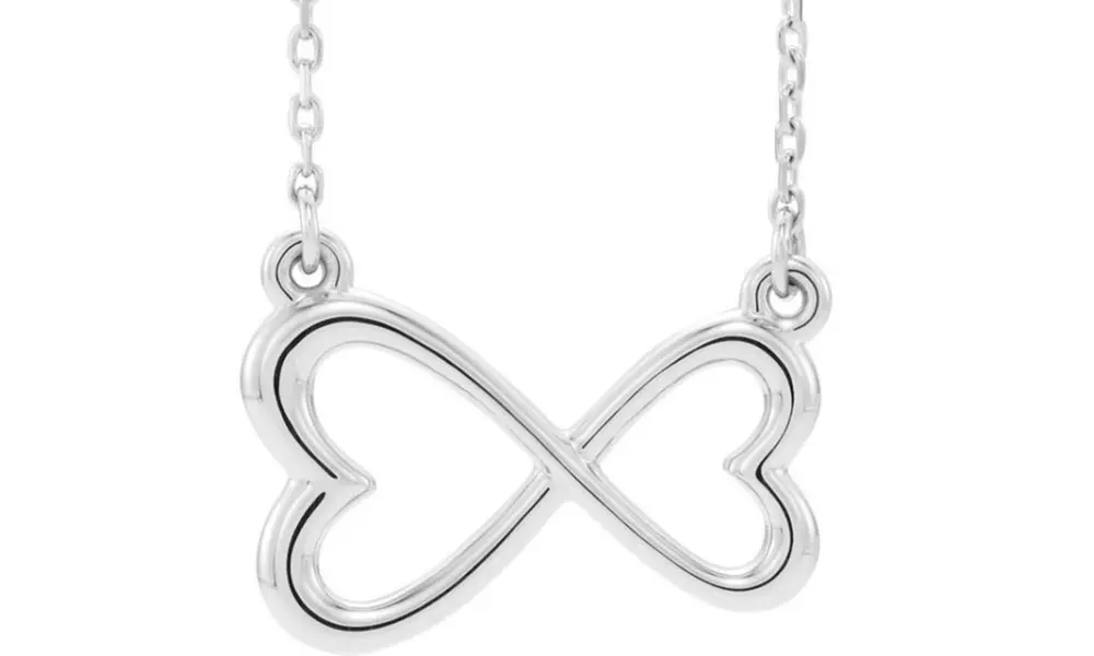 Paris Jewelry Infinity Heart-Design Pendant White Gold-Plated Necklace - Primary Image