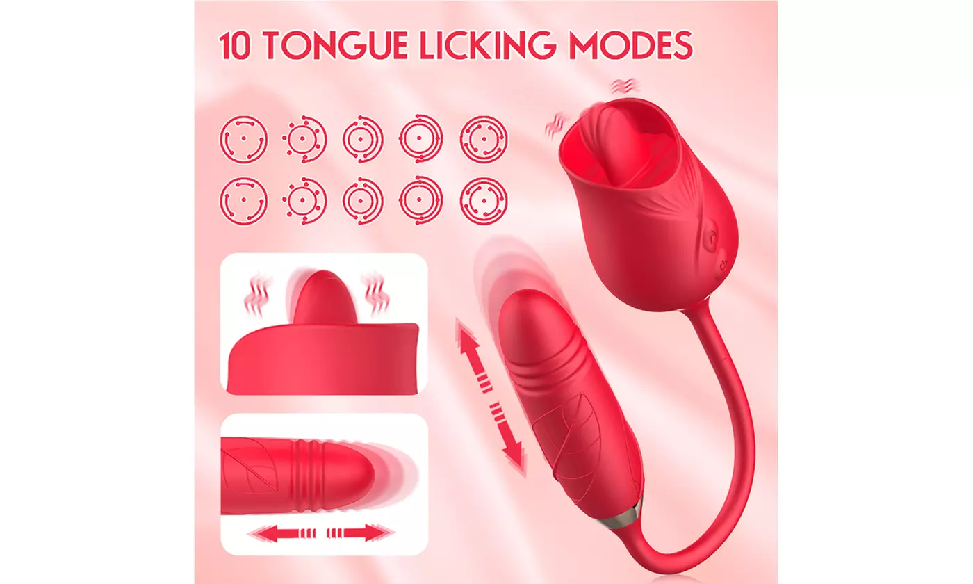 Womens Sex Clit Licking Rose G-Spot Vibrator Dildo Adult Toy