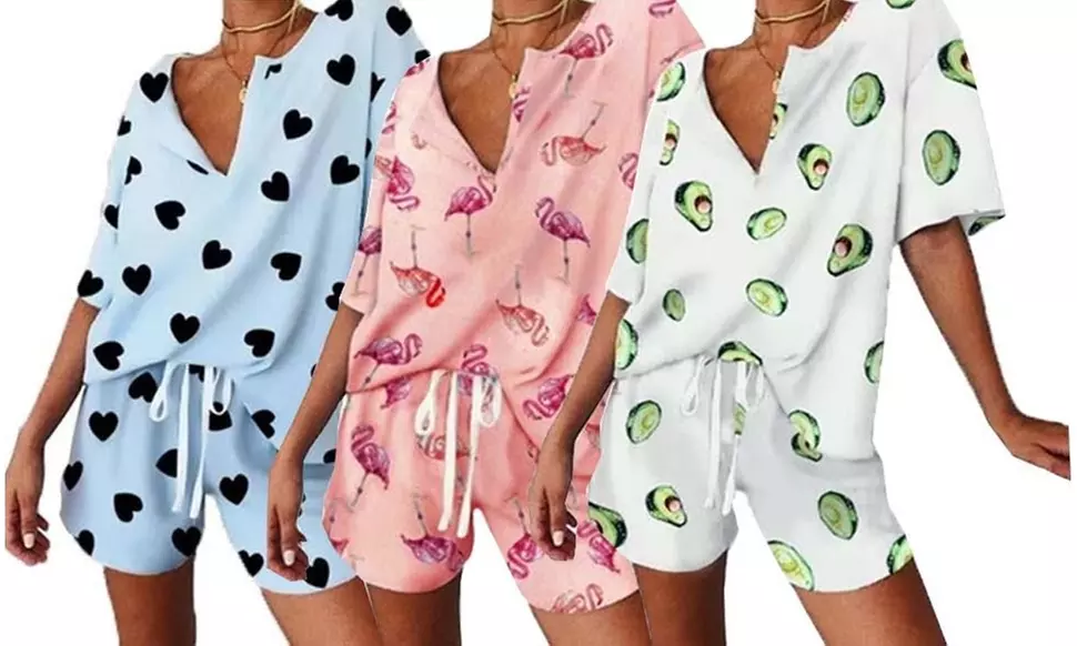 Leo Rosi Women's Khloe Printed Short Sleeve & Shorts Comfy Lounge Set (2-Piece) - Primary Image