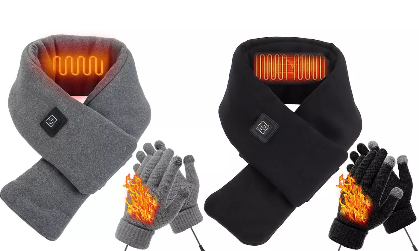 Electric Heated Winter Gloves and Scarf Set for Women and Men - Primary Image