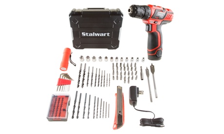 Stalwart 12V Lithium Ion 75 Pc 2 Speed Drill And Accessory Tool Set 75