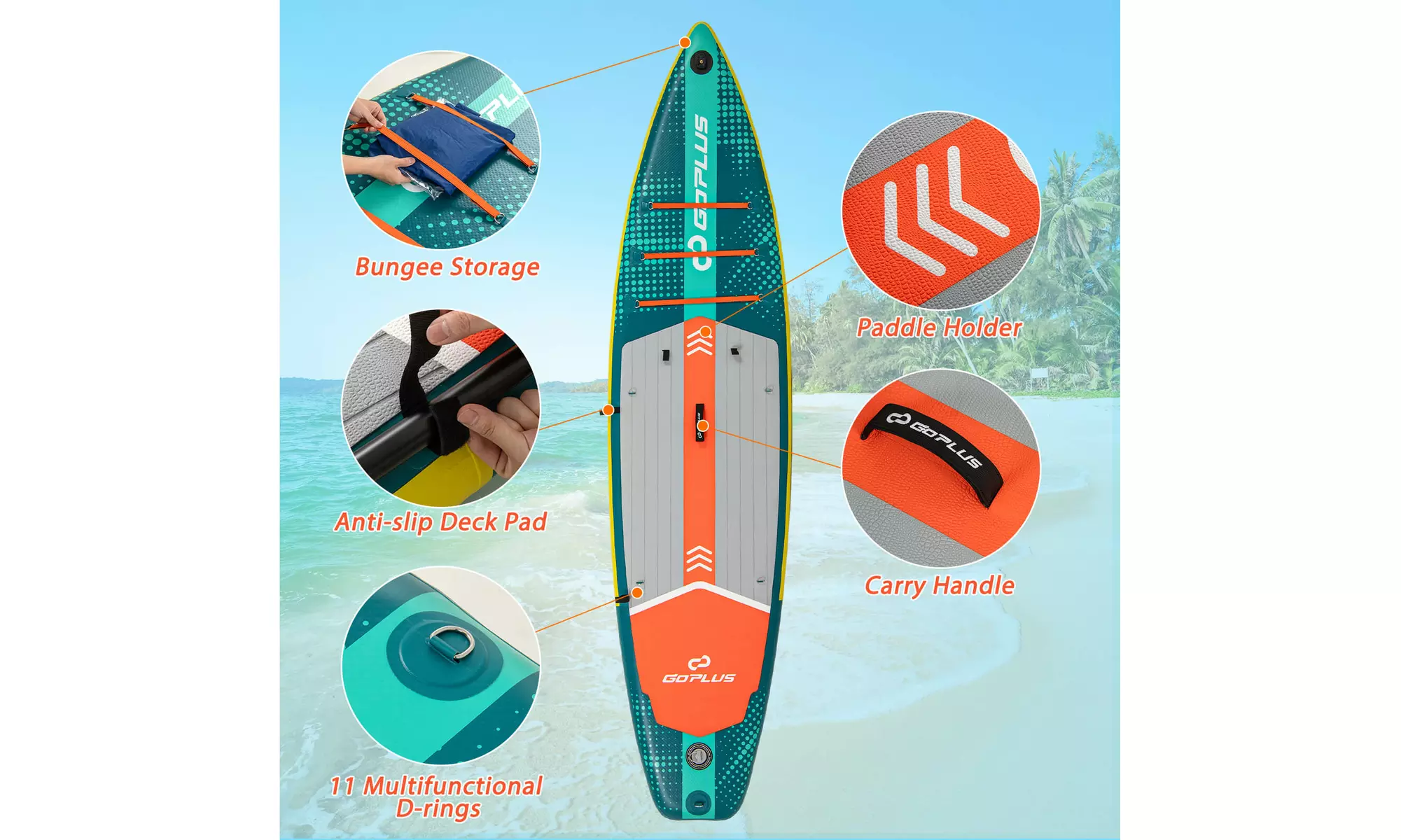 Goplus 11' Inflatable Stand Up Paddle Board whth Accessories Paddle Hand Pump