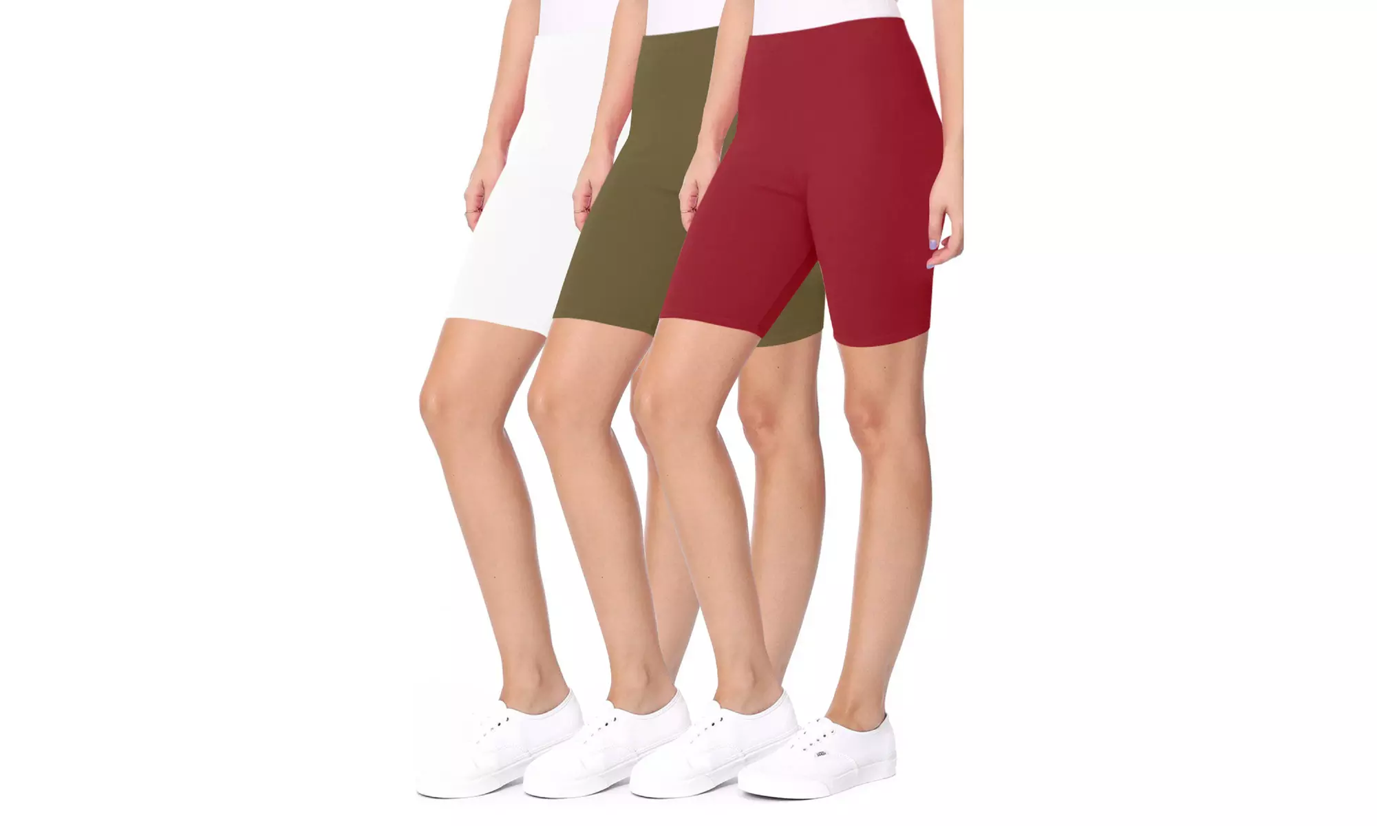 Women's Casual Seamless Elastic High Biker Shorts (Pack of 3)