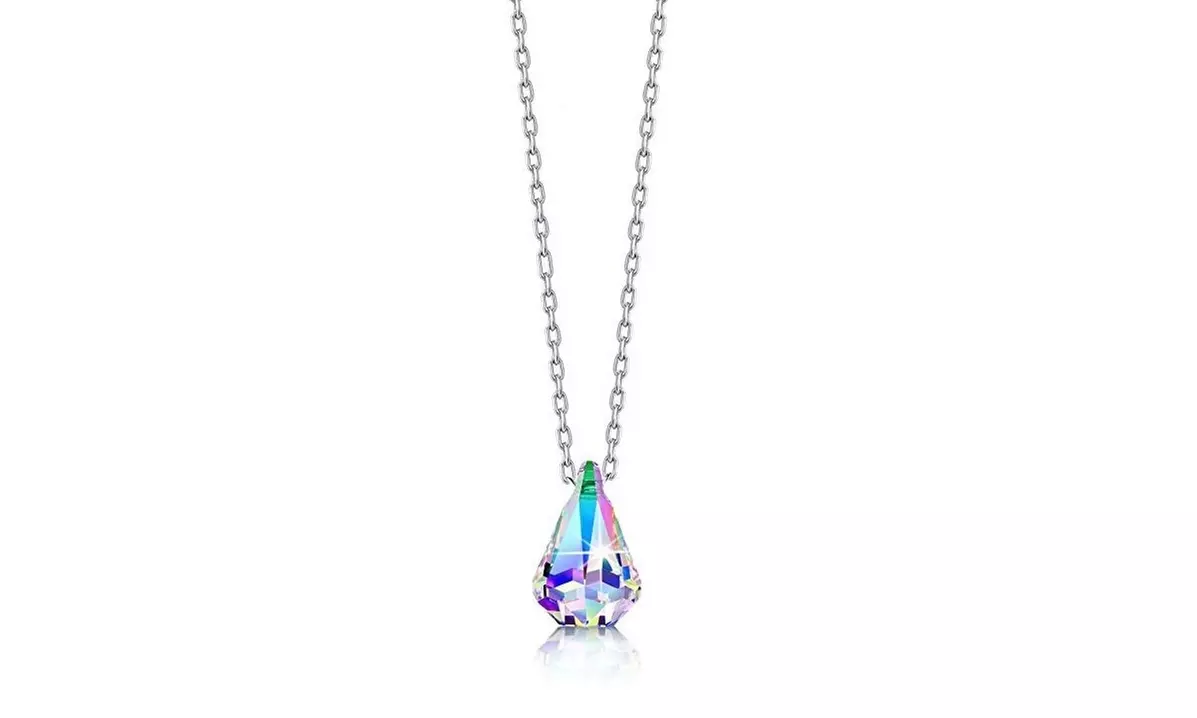 Aurora Borealis Crystal Cube Necklace Made Crystals From Swarovski   - Second Medium