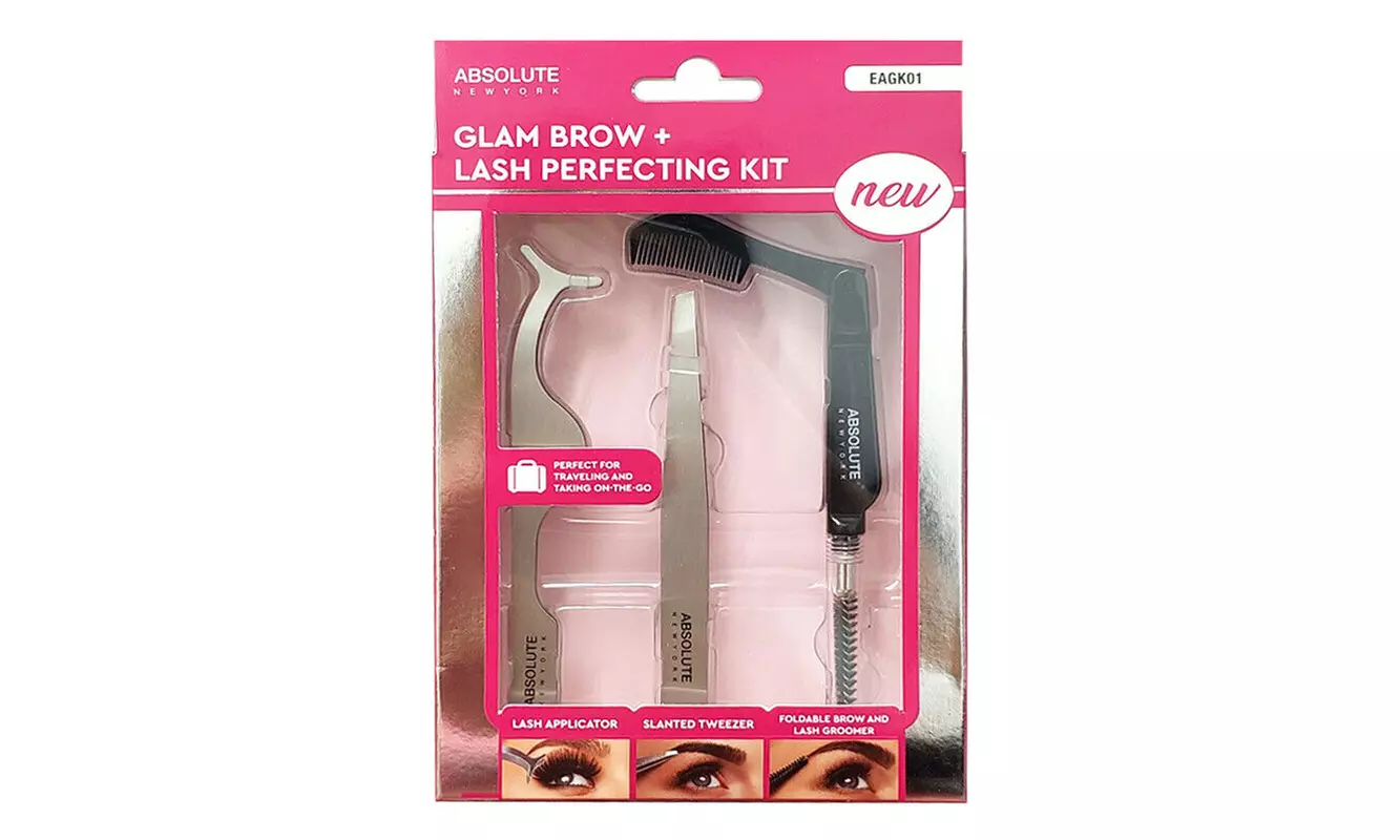 Absolute Glam Brow Lash Perfecting Kit for Applicator Eyebrow Tweezer #EAGK01 - Second Medium