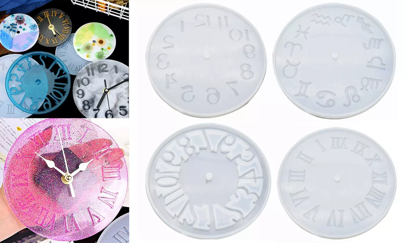 2Pcs Silicone Epoxy Resin Mold Clock DIY Making Casting Tool Mould Craft Kit - Primary Image