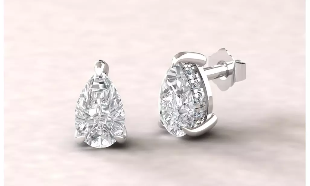 Sterling Silver Teardrop Cut Stud Earrings Made With Crystals From Swarovski