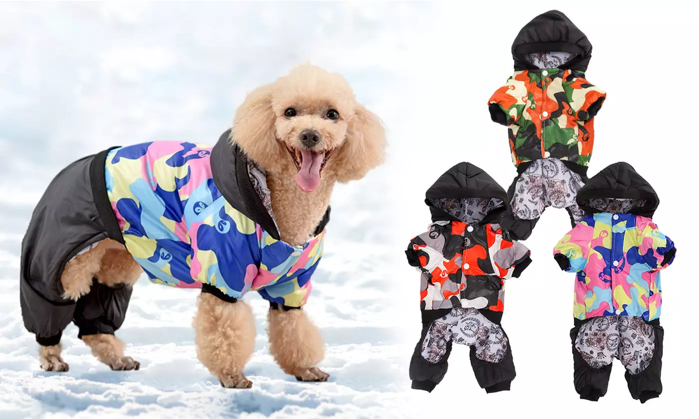 Waterproof Dog Raincoats with Hood Windproof Cozy Warm Cold Weather Jacket
