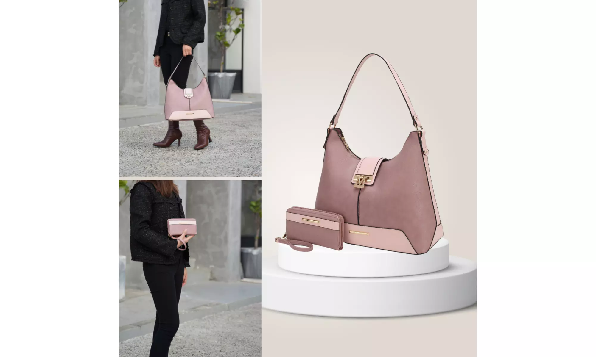 MKF Collection Graciela Color-Block Vegan Leather Women's Hobo by Mia k - Primary Image